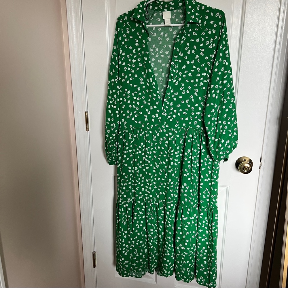 green HM maxi dress